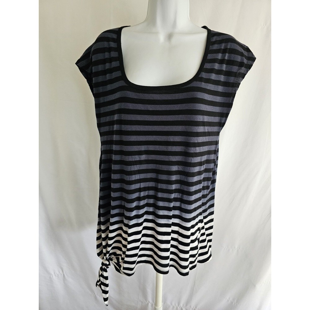 Calvin Klein Performance Shirt Womens Striped Ombre Knit Blouse Size Medium - Picture 1 of 7